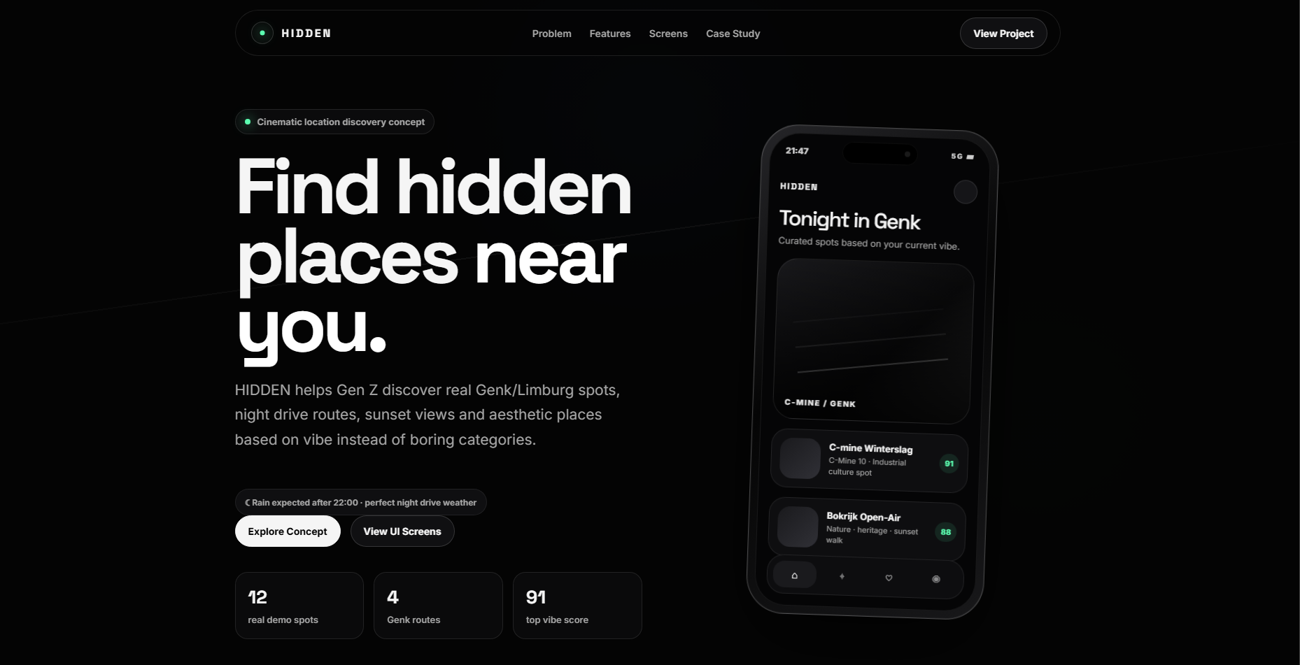 HIDDEN app preview